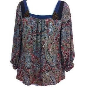 BCBG paisley beaded blouse